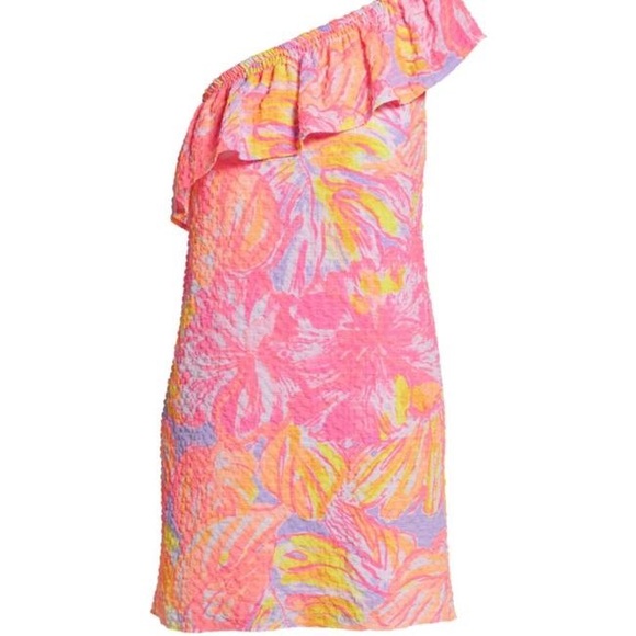 NWT Lilly Pulitzer Emmeline One Shoulder Dress in Sun Splashed - Picture 7 of 9